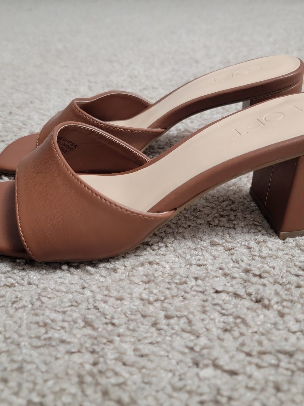LOFT Tan Brown Block Heel Mule Sandals